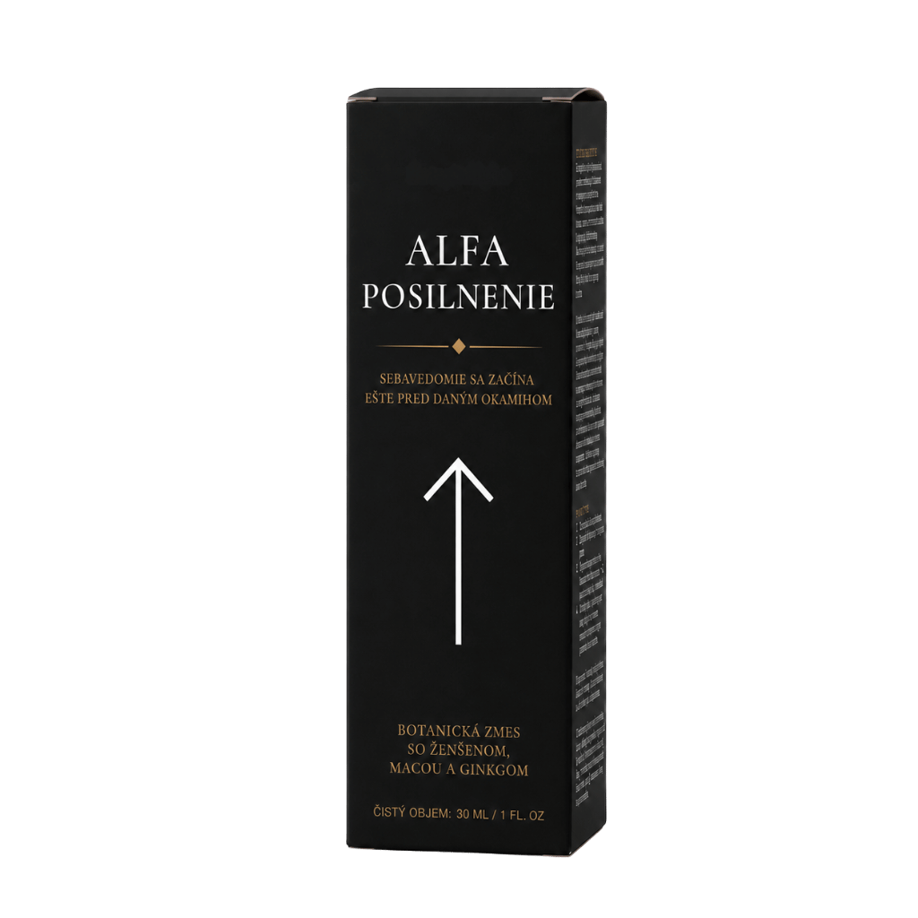 Balenie produktu ALFA POSILNENIE s botanickou zmesou, 30 ml, navrhnuté na posilnenie sebavedomia.