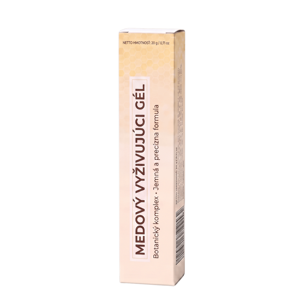 Prémiový medový vyživujúci gél v obale, botanický komplex, jemná a precízna formula.