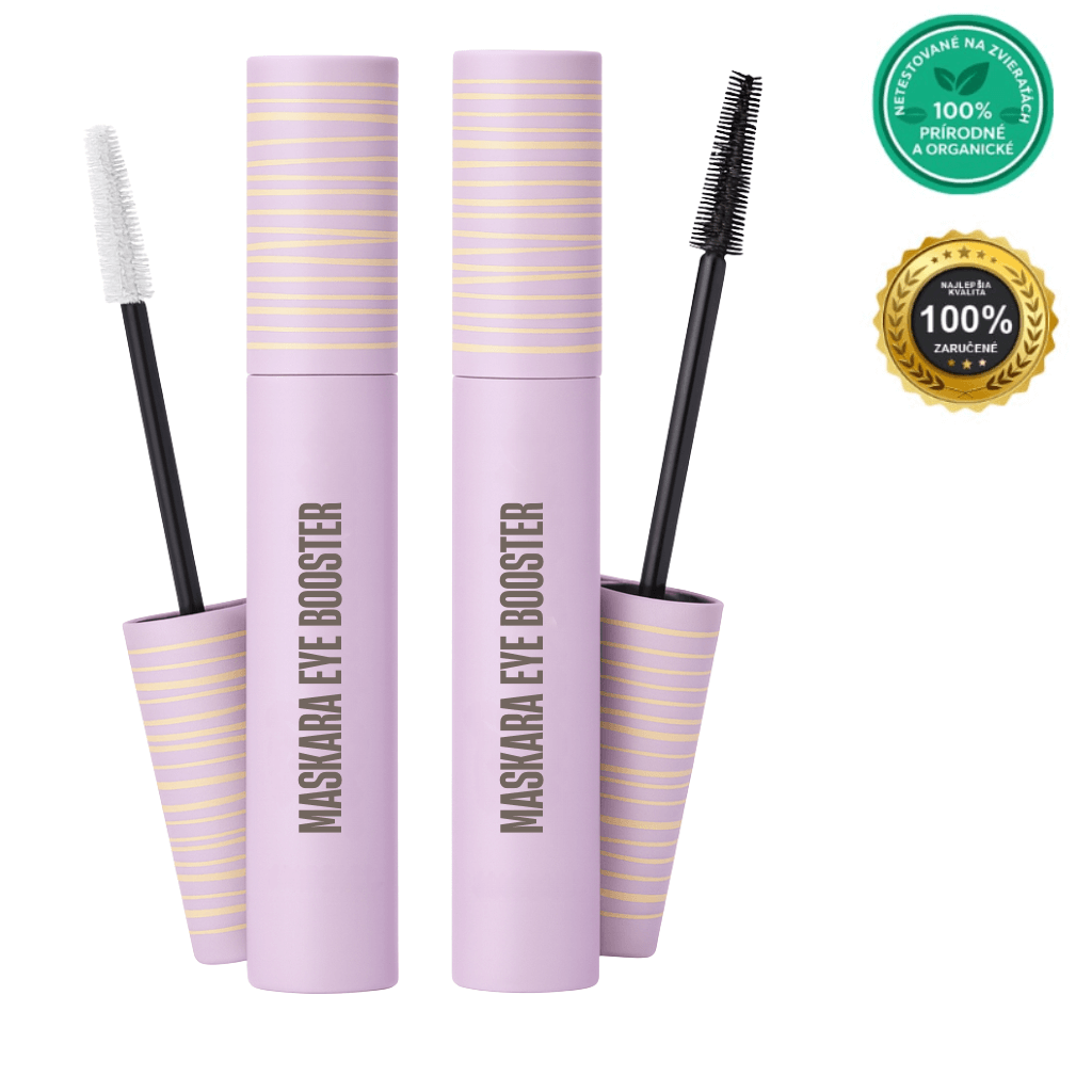 Maskara Eye Booster in lavender packaging with applicators, perfect for enhancing and defining eyelashes.