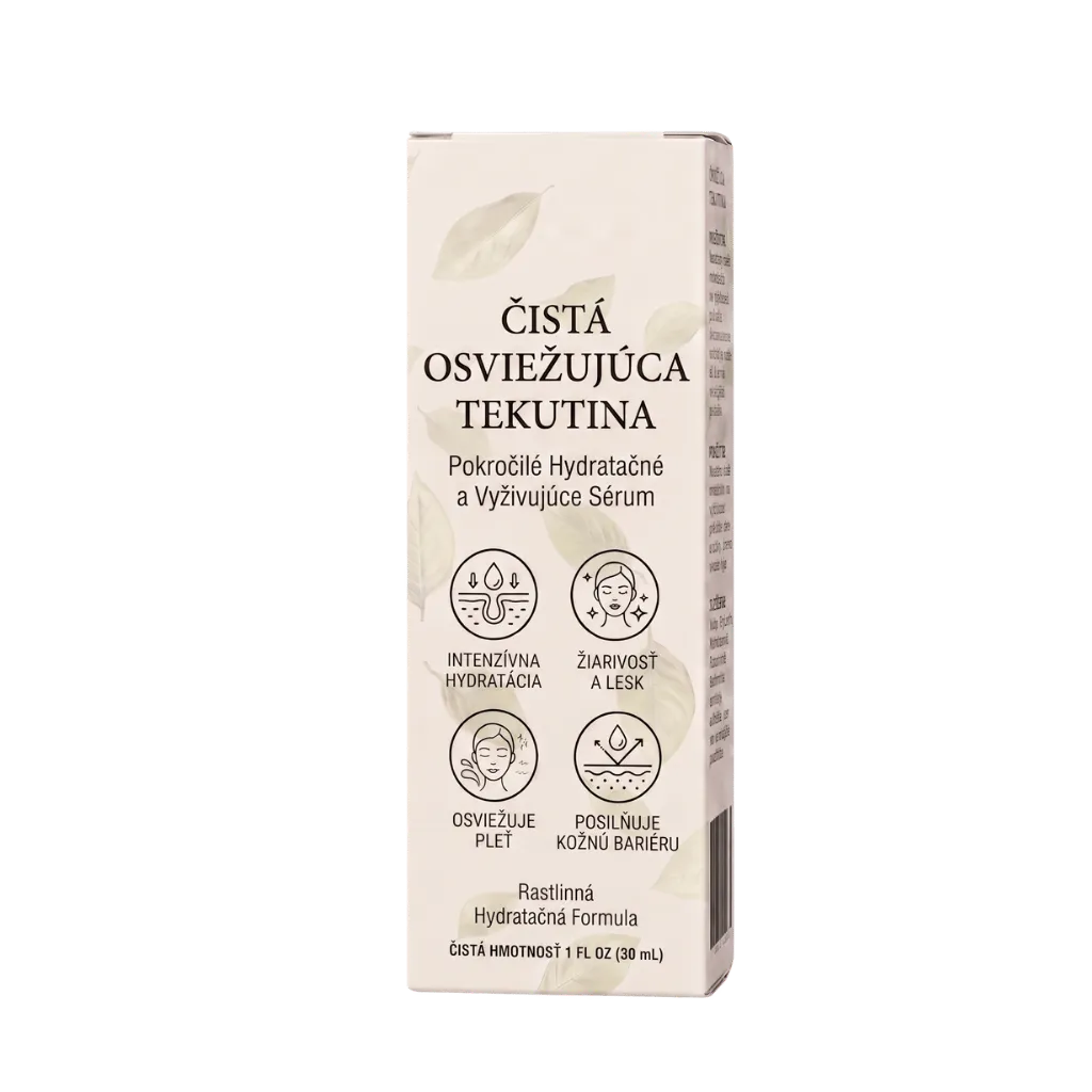 Obal produktu Čistá Osviežujúca Tekutina s pokročilým hydratačným a vyživujúcim sérom.