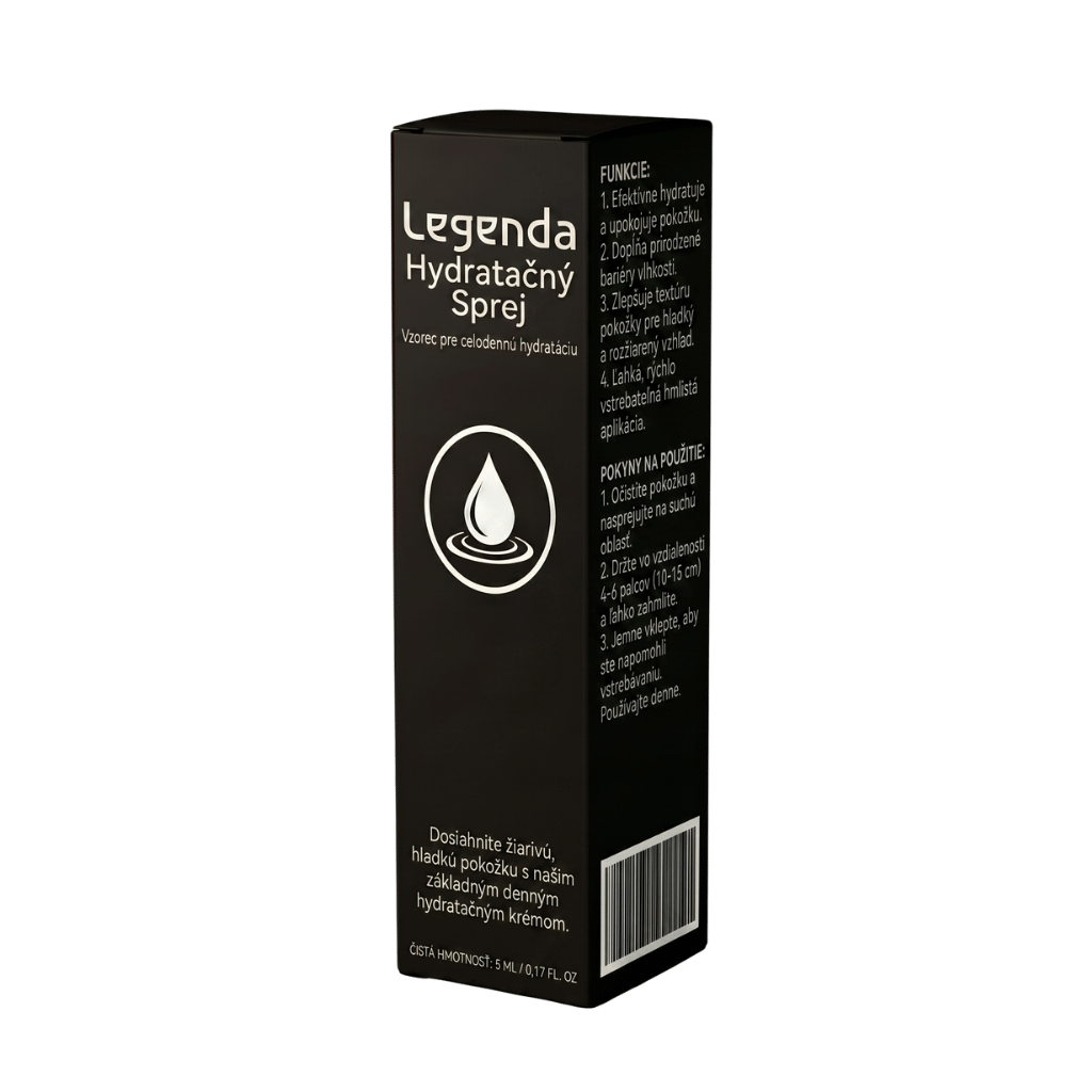 Legenda Hydratačný Sprej - jemný sprej na starostlivosť o pleť pre hydratáciu a svieži vzhľad.
