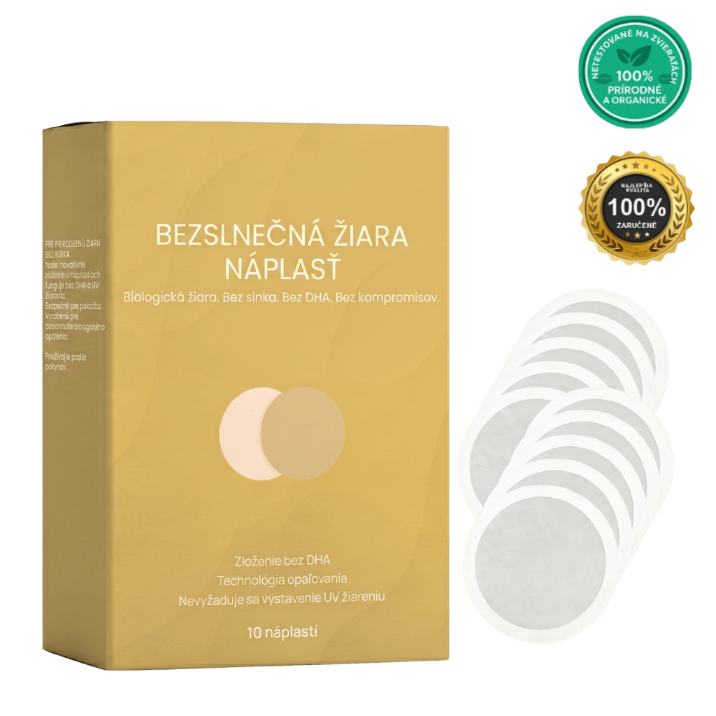 Bezslnčna žiara náplasť - biologická žiara bez DHA, 10 kusov, podporujúca zdravý vzhľad pleti.
