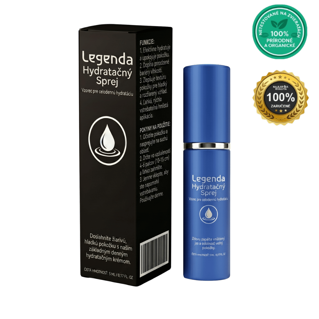 Legenda Hydratačný Sprej v modrom obale, ideálny na každodennú hydratáciu pokožky.