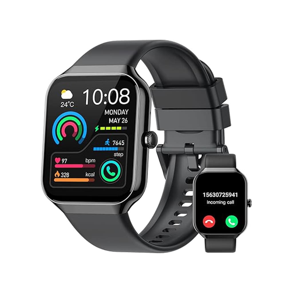 Ahoj Krása Pulse smartwatch displaying health metrics and notifications on its vibrant screen.