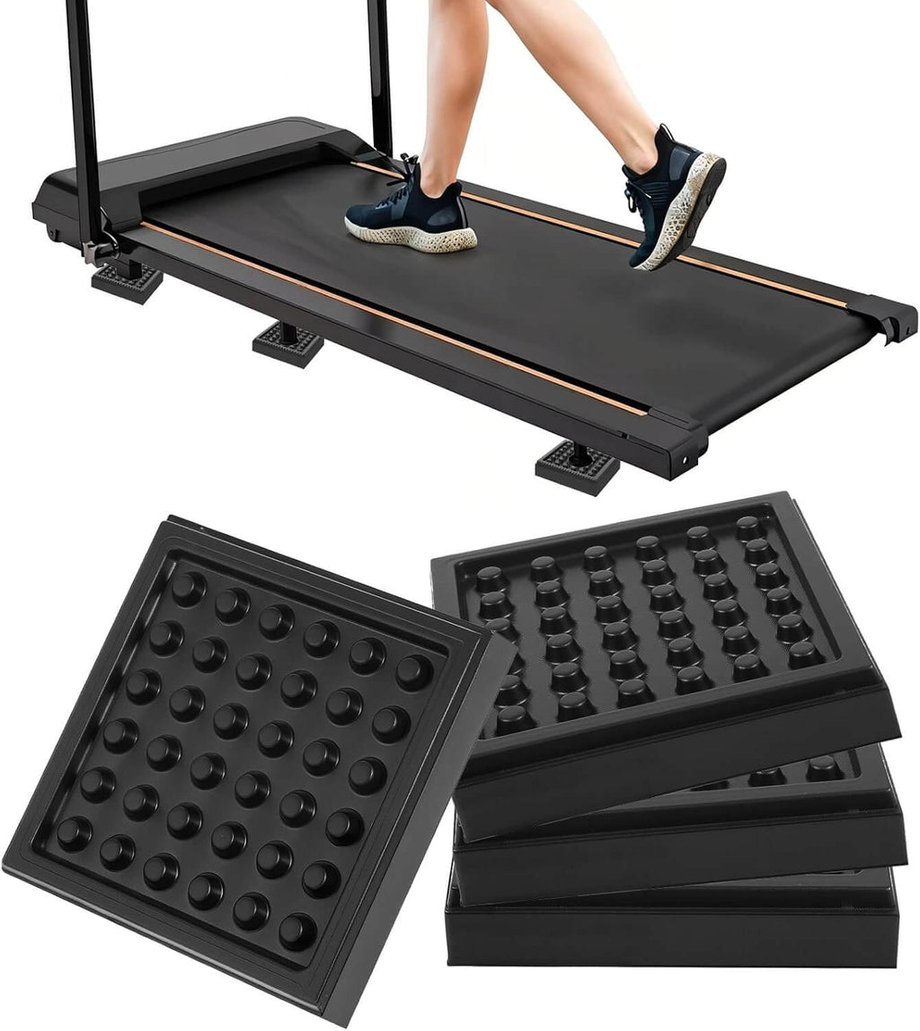 Ahoj Krása SilentPads under a treadmill, showcasing vibration absorption and impact reduction for fitness equipment.